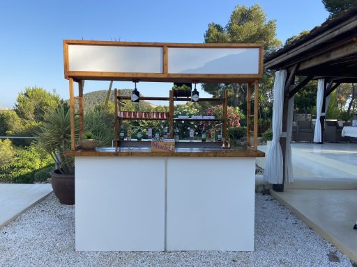 Barra de coctelería portátil blanca, evento privado